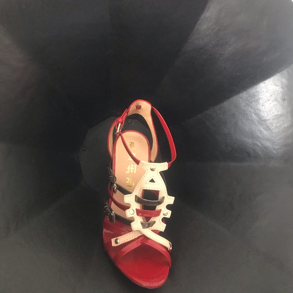 NWOT GORGEOUS L.A.M.B. Strap Red killer Heels ๐ - Picture 3 of 4